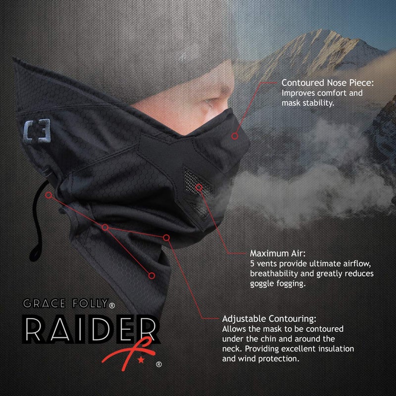 Grace Folly Half Face Mask for Cold Winter Weather. Use this Half Balaclava for Snowboarding, Ski, Motorcycle. (Many Colors) (Black) - Image 4